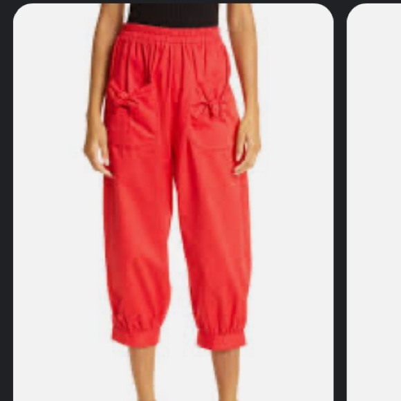Batsheva Pants & Jumpsuits Nwt Batsheva Red Twill Tie Pants 8